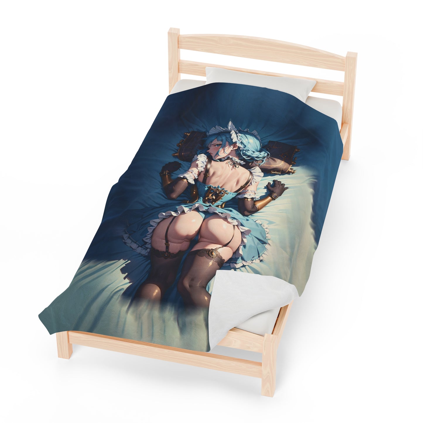 Steampunk Anime Waifu - Verticle - Velveteen Plush Blanket