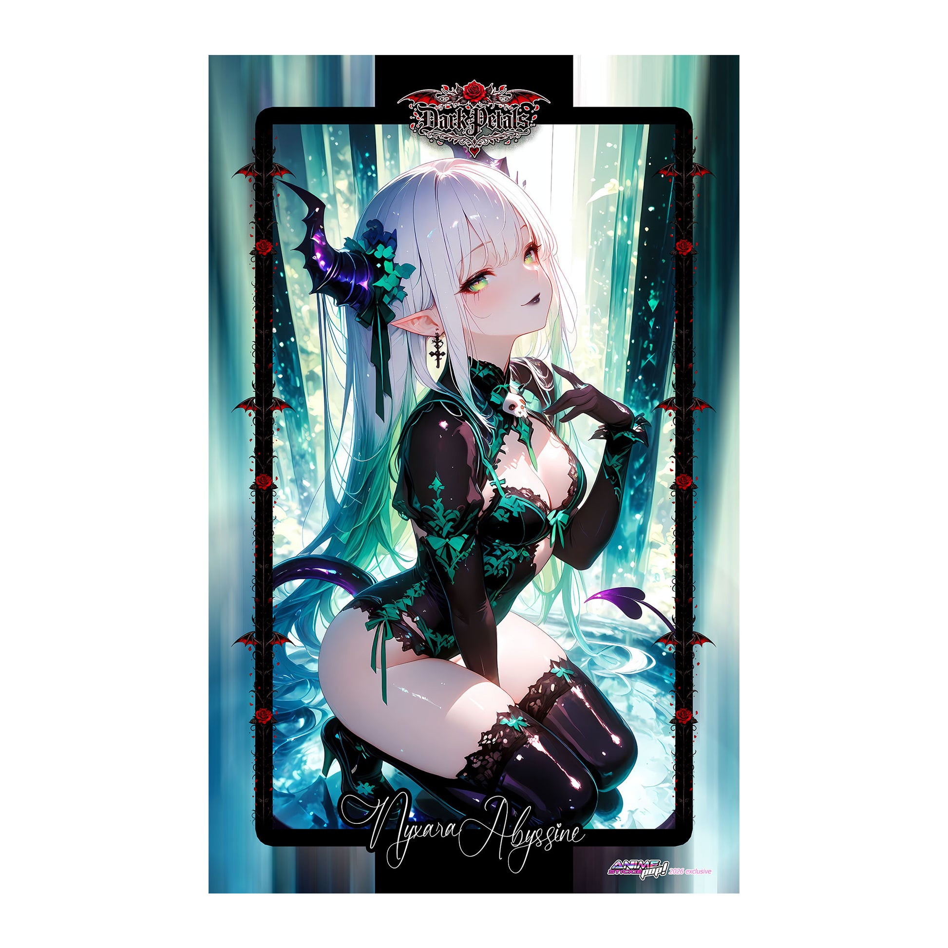 Dark Petals | Nyxara | Wall Scroll 50x80cm Satin Weave | Anime Art Print - AdehnoryGifts