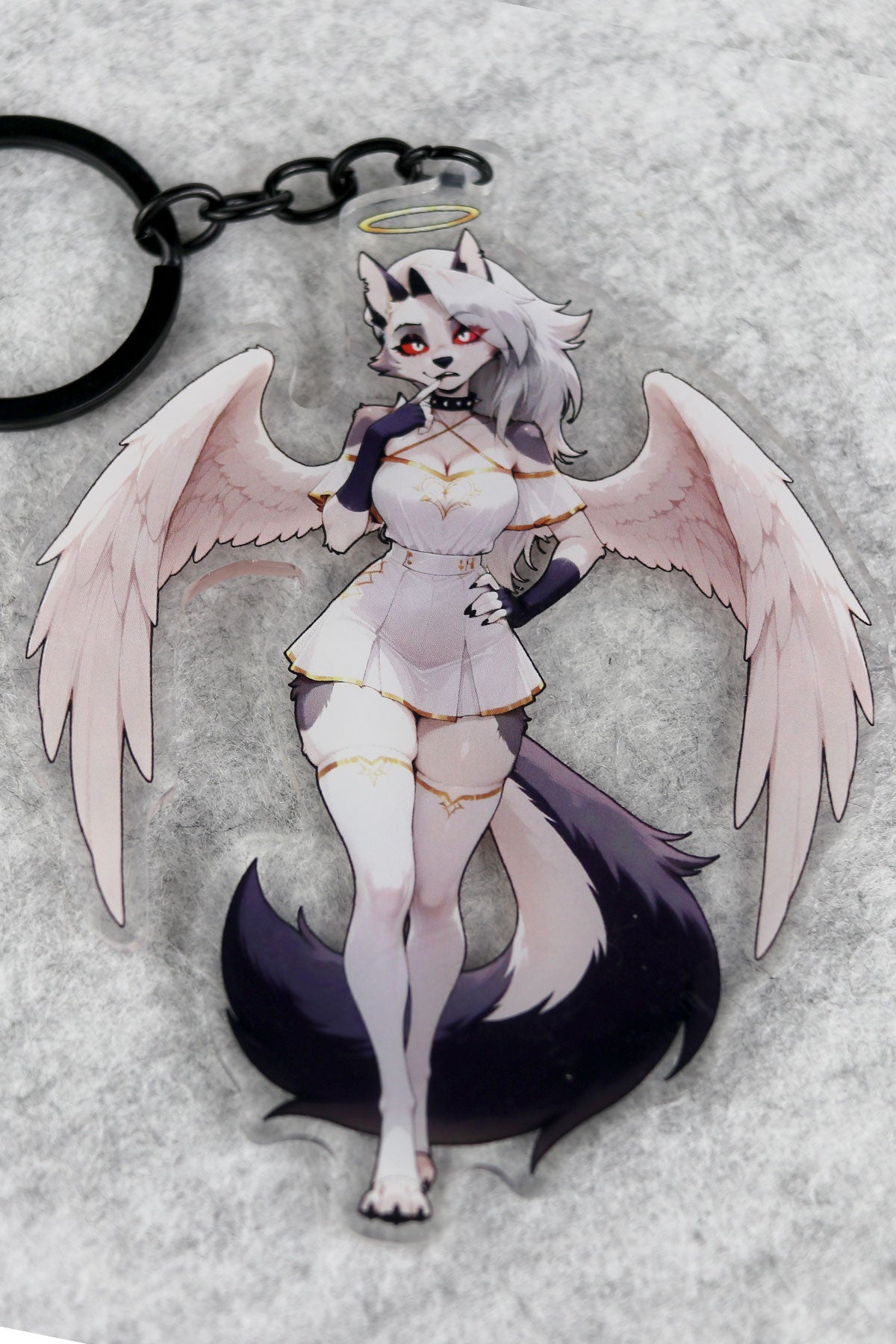 Loona Angel Hellhound Anime Acrylic Keychain – 4” Double-Sided Fan Art Charm