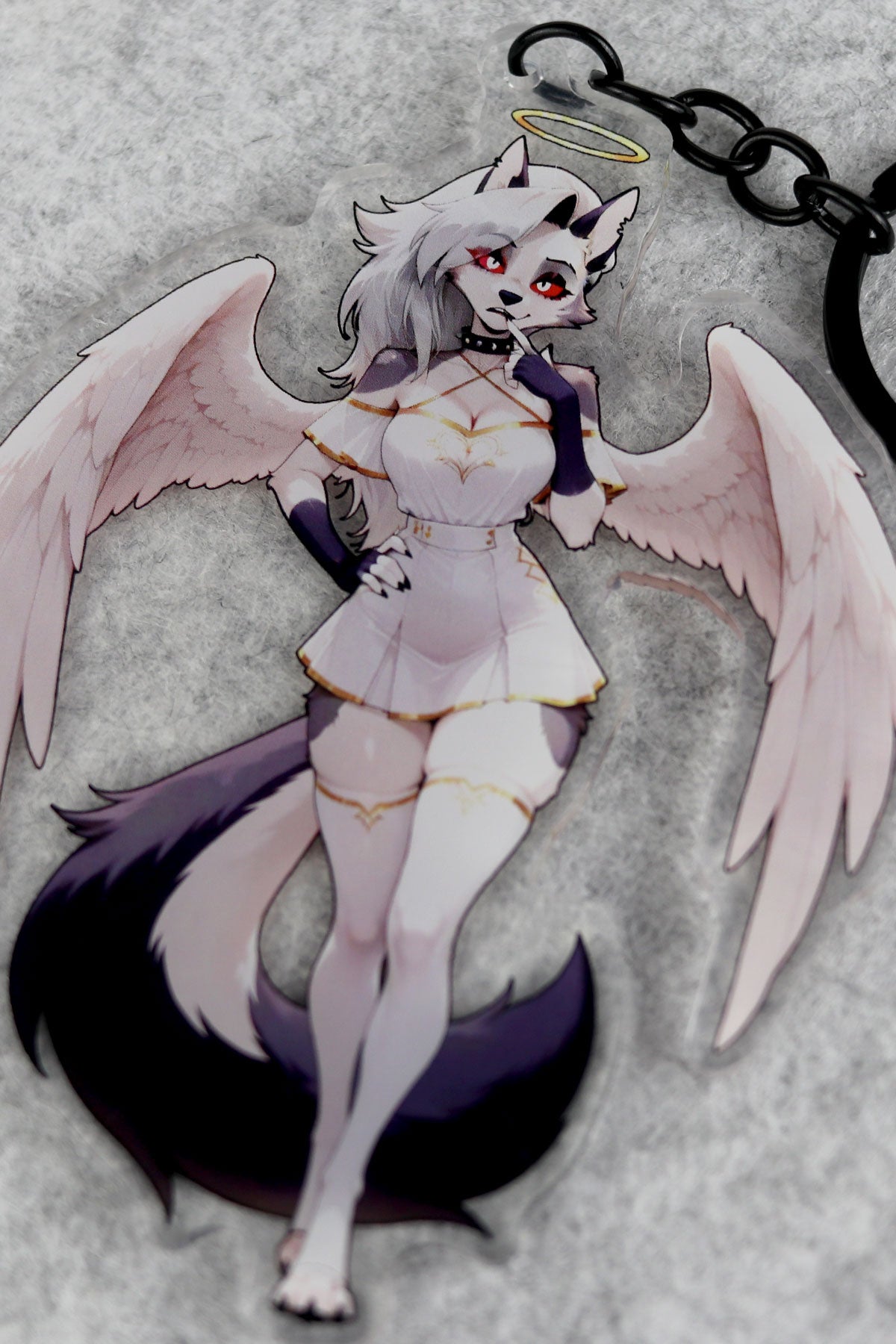 Loona Angel Hellhound Anime Acrylic Keychain – 4” Double-Sided Fan Art Charm