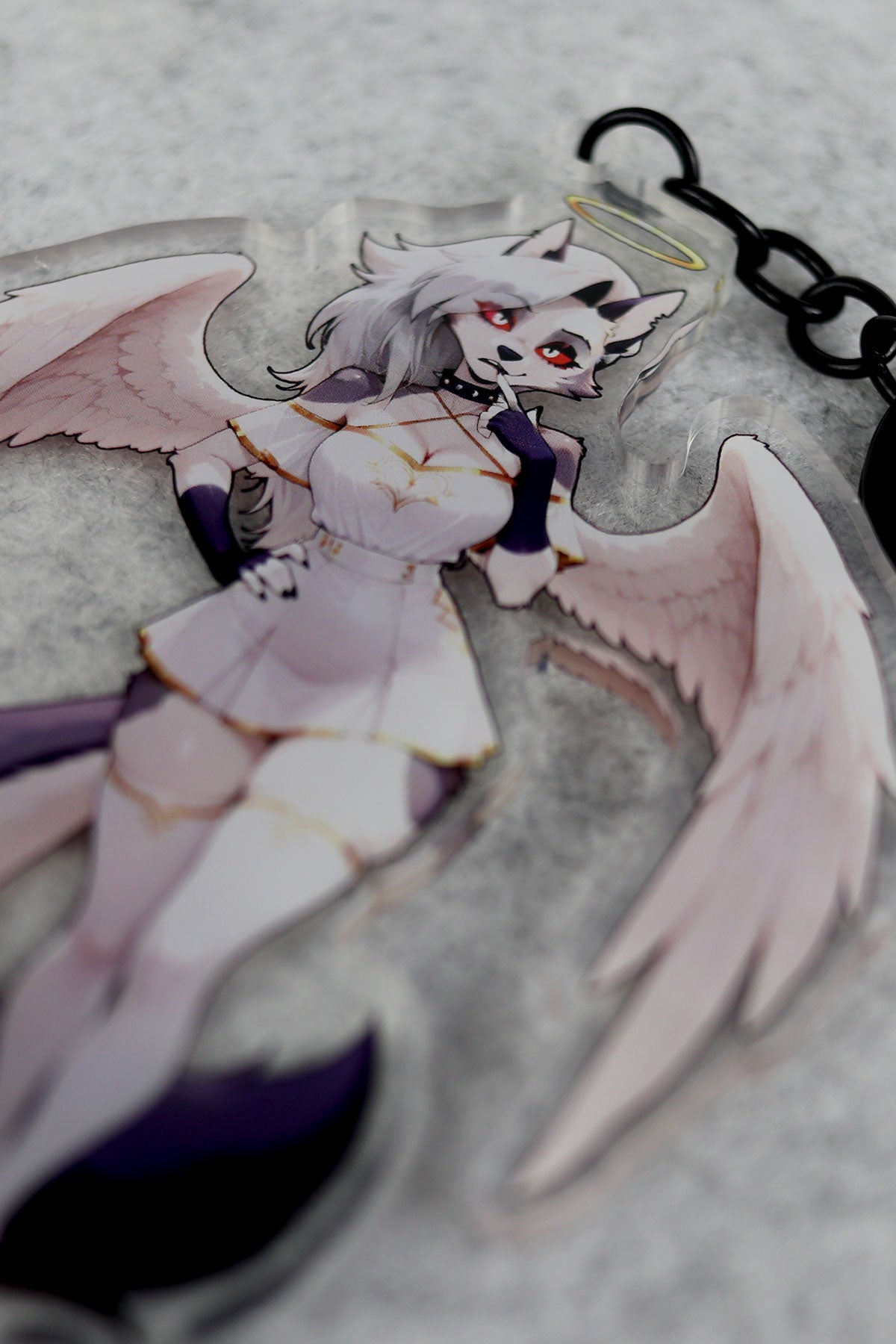 Loona Angel Hellhound Anime Acrylic Keychain – 4” Double-Sided Fan Art Charm