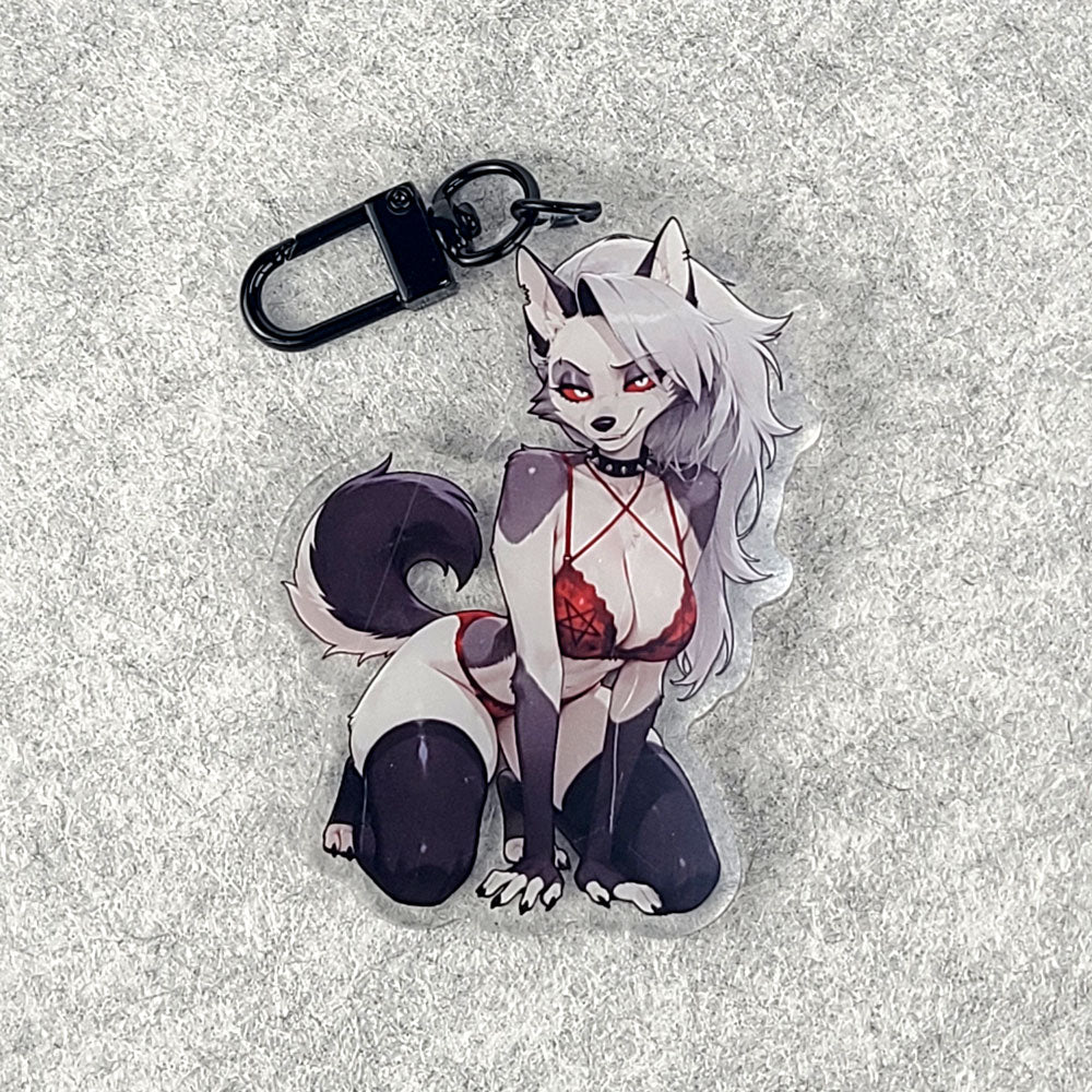 Loona Lingerie Hellhound Anime Acrylic Keychain – 3” Double-Sided Fan Art Charm - AdehnoryGifts