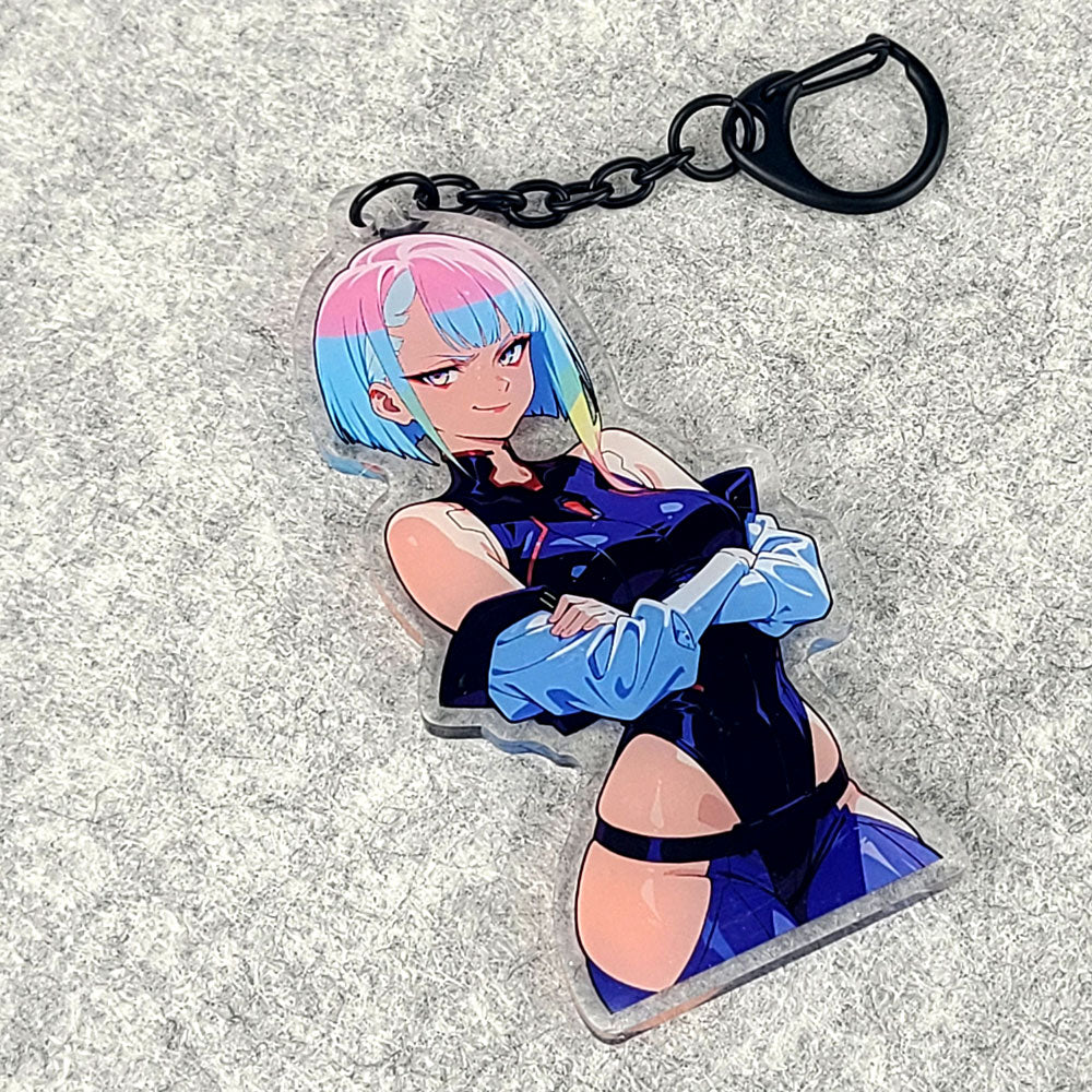 Lucy Cyberpunk EdgeRunners Anime Acrylic Keychain – 3.5” Double-Sided Fan Art Charm