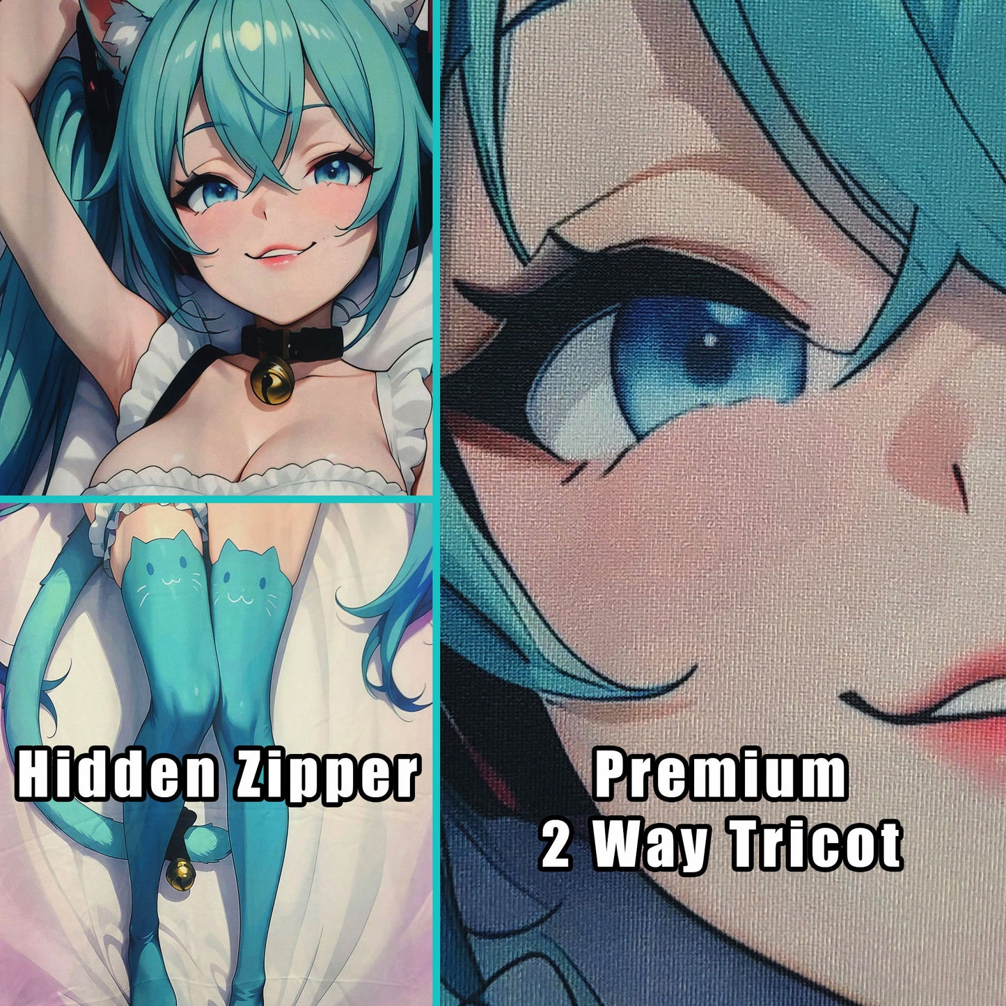 Hatsune Miku Neko | Vocaloid Waifu Dakimakura (Body Pillowcase)