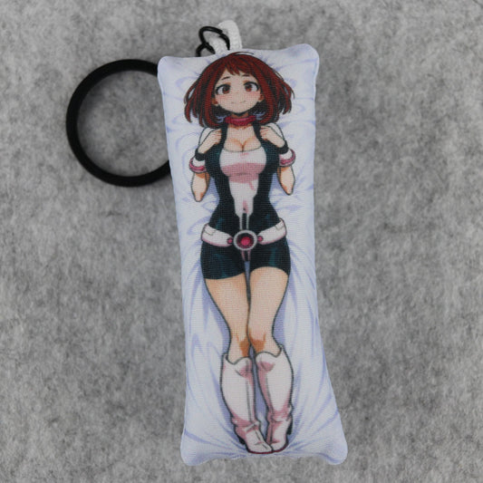 Ochako Uraraka Mini Dakimakura Keychain: Anime Plush Bag Charm