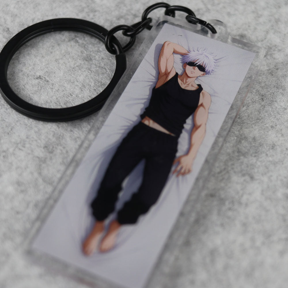Satoru Gojo Anime Acrylic Dakimakura Keychain – 3” Double-Sided Fan Art Charm