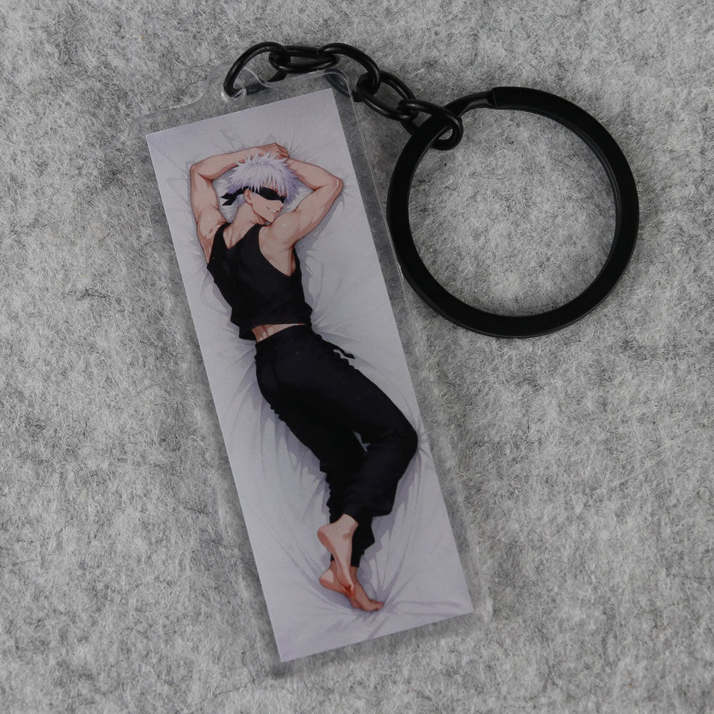 Satoru Gojo Anime Acrylic Dakimakura Keychain – 3” Double-Sided Fan Art Charm