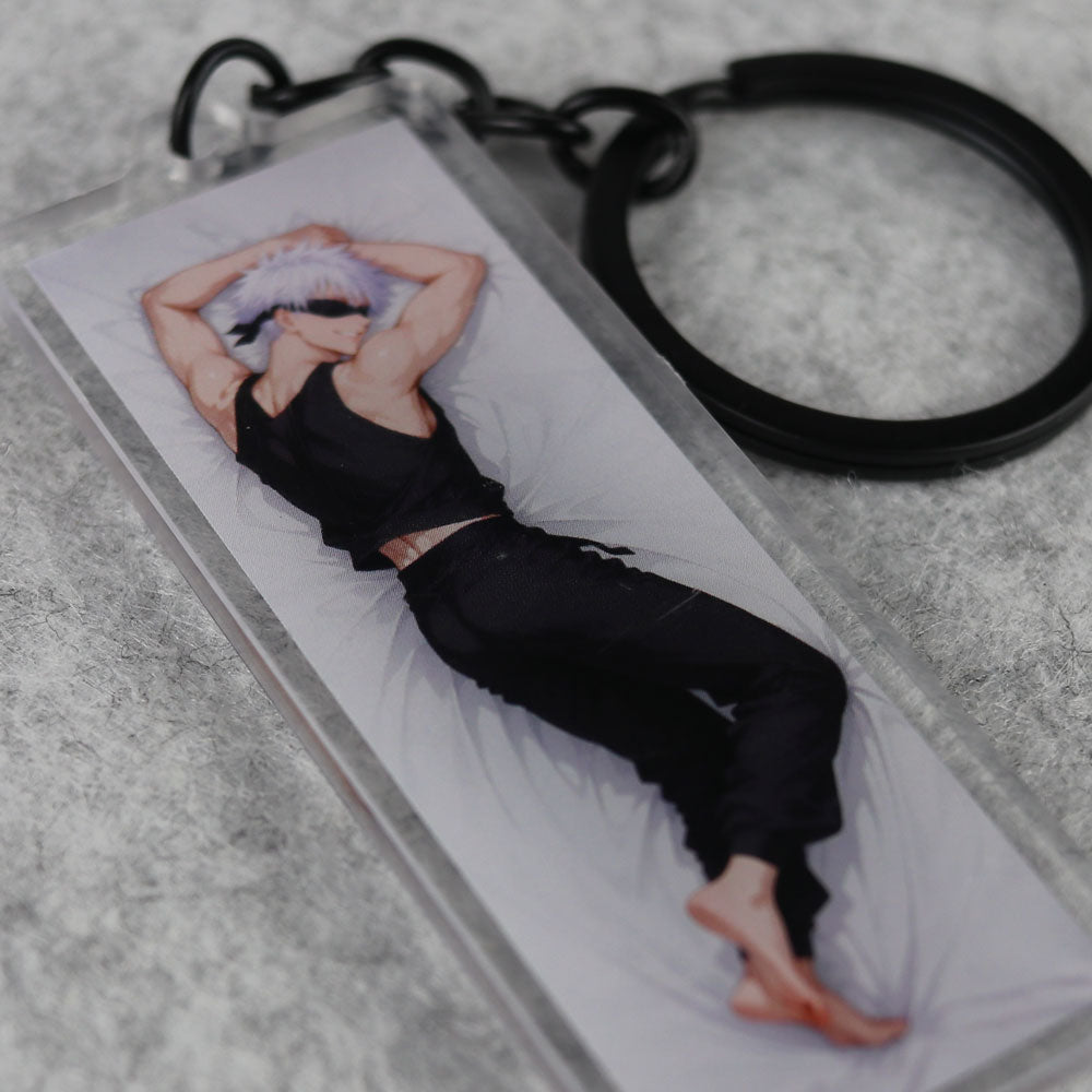 Satoru Gojo Anime Acrylic Dakimakura Keychain – 3” Double-Sided Fan Art Charm