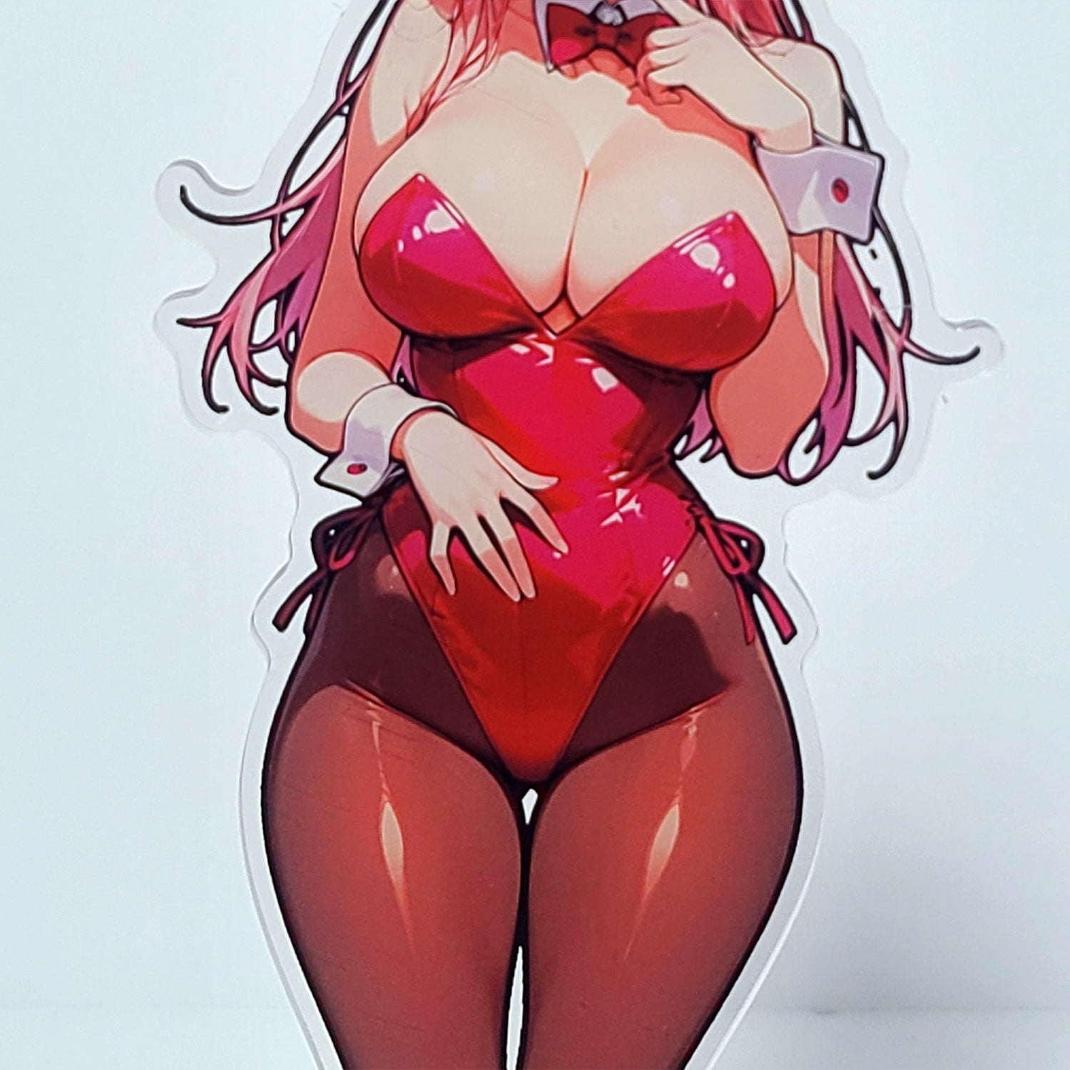 Super Sonico Bunny Girl Acrylic Standee 25cm Double-Sided Figure 3mm Acrylic Pink Base - AdehnoryGifts