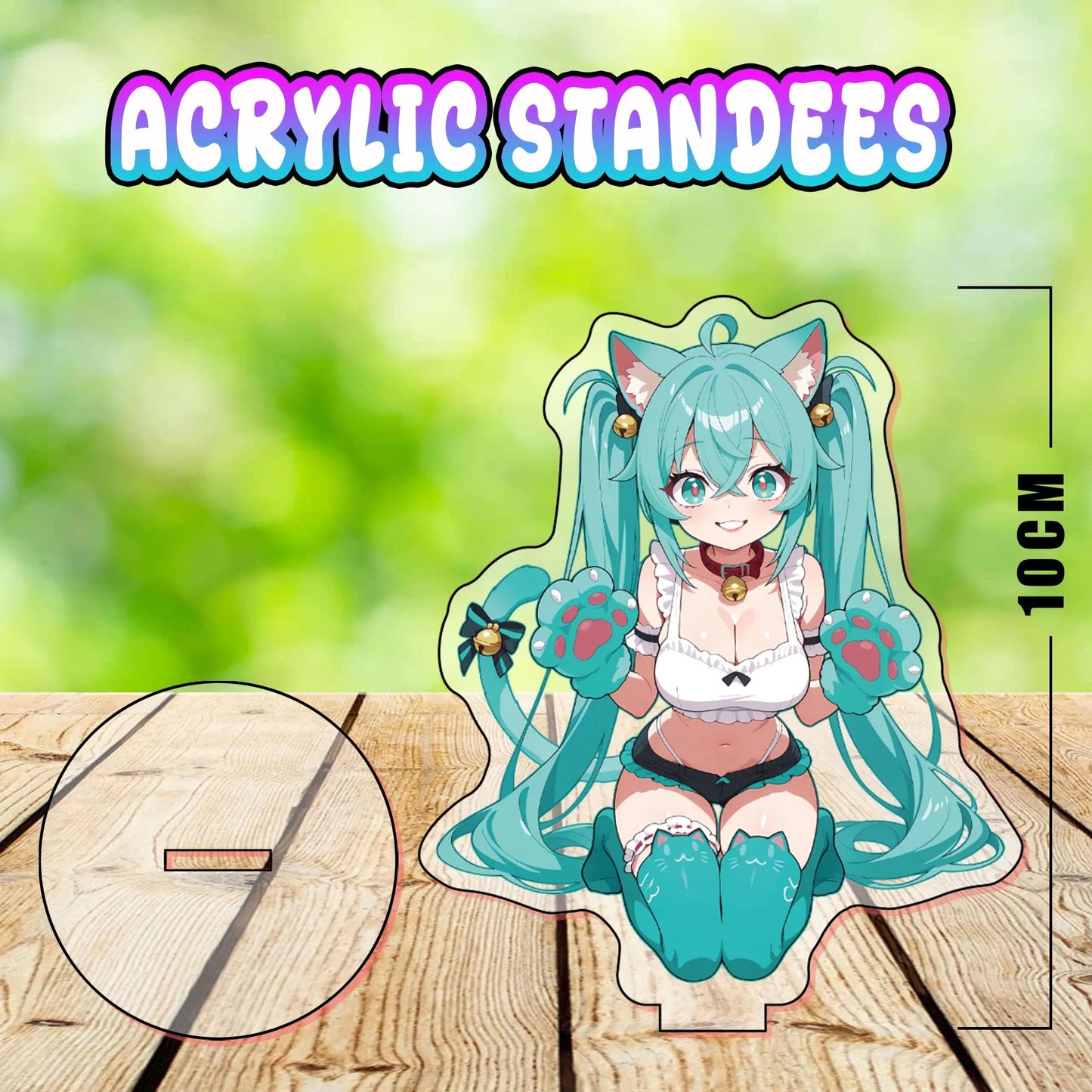 NekoMiku Rainbow Acrylic Standee – 10cm Double-Sided