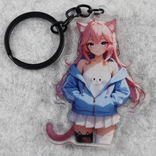 Nyaatasha VTuber Anime Acrylic Keychain – 3” Double-Sided Fan Art Charm