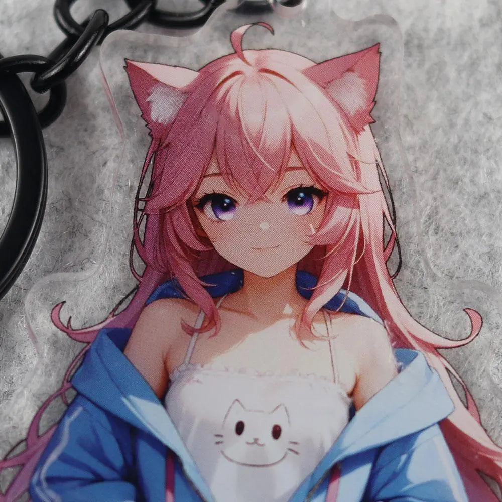 Nyaatasha VTuber Anime Acrylic Keychain – 3” Double-Sided Fan Art Charm