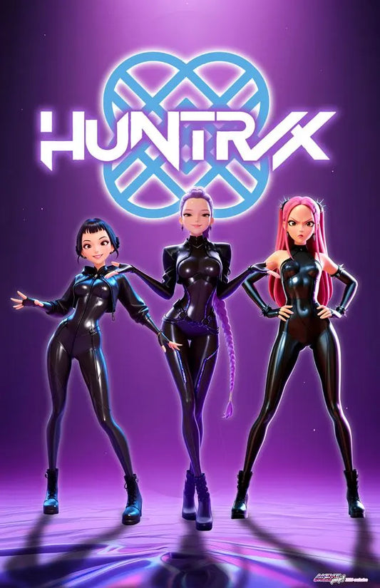 Huntrix Wall Scroll 50x80cm – Zoey, Rumi & Mira Anime Art | Satin Weave Fabric